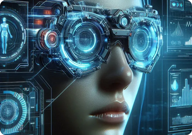 Robot with futuristic glasses